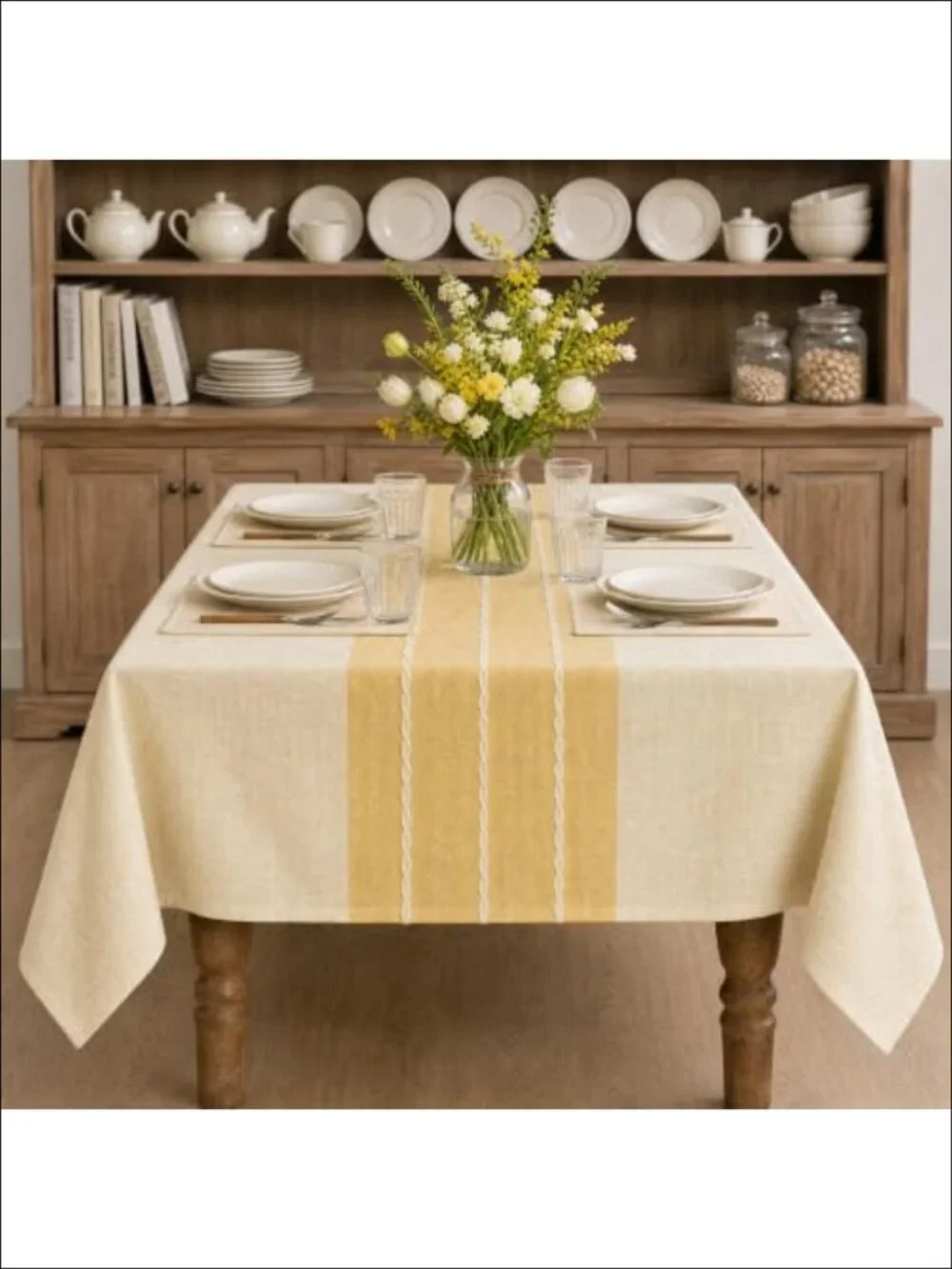 Rustic Burlap Tablecloth 60x84 Rectangular Spun Polyester Dining